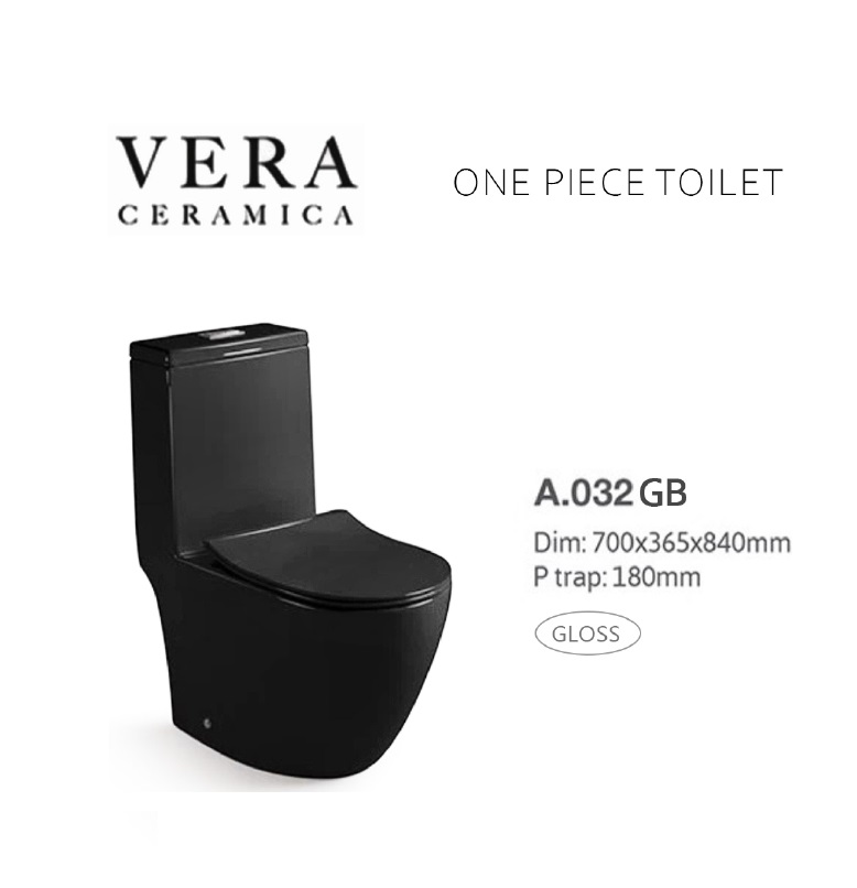 VERA A032 GLOSSY BLACK RIMLESS WC
